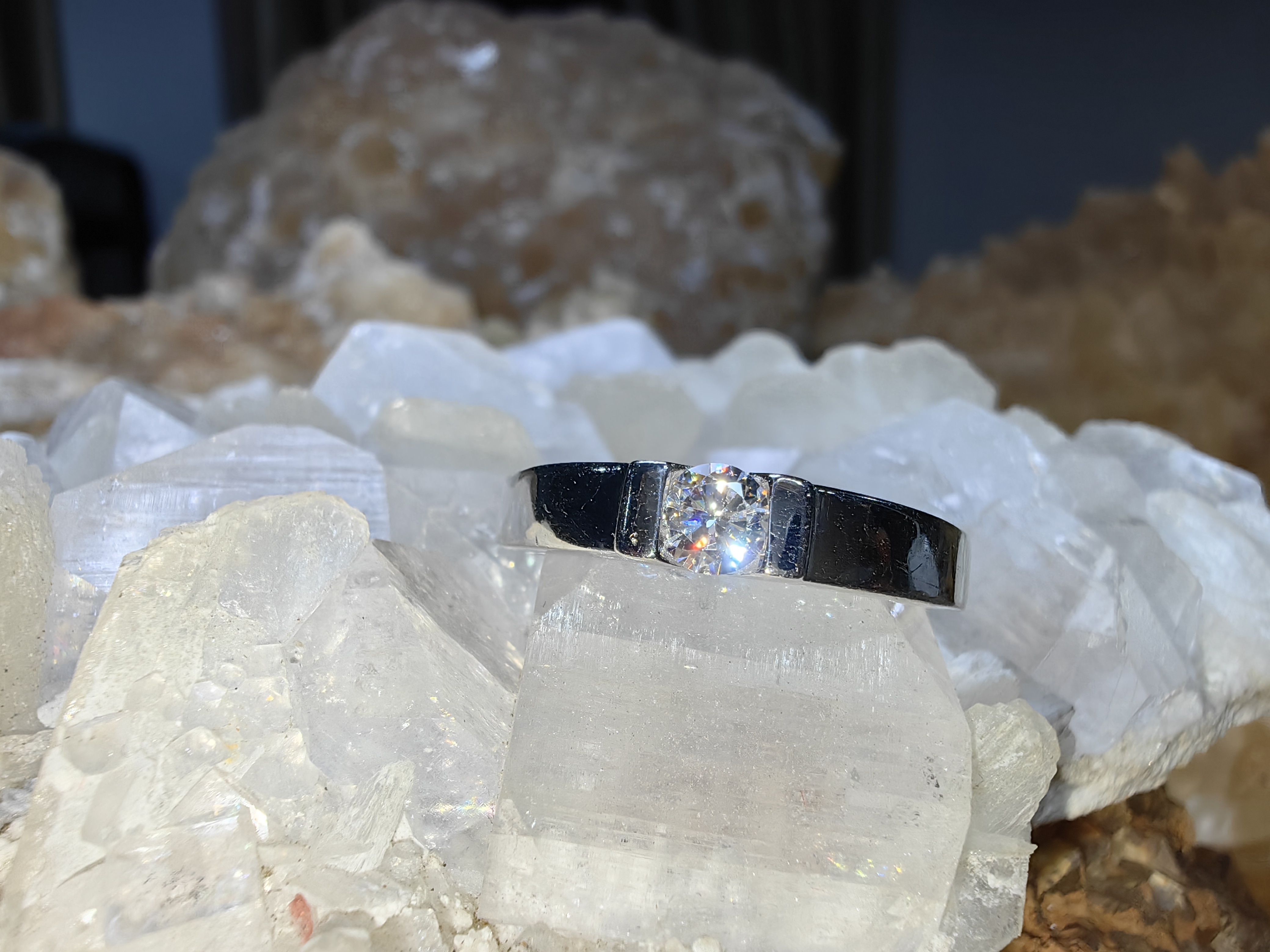 แหวนเพชร CZ เงินแท้ 92.5% Cubic Zirconia 925 Sterling Silver Ring Size 57