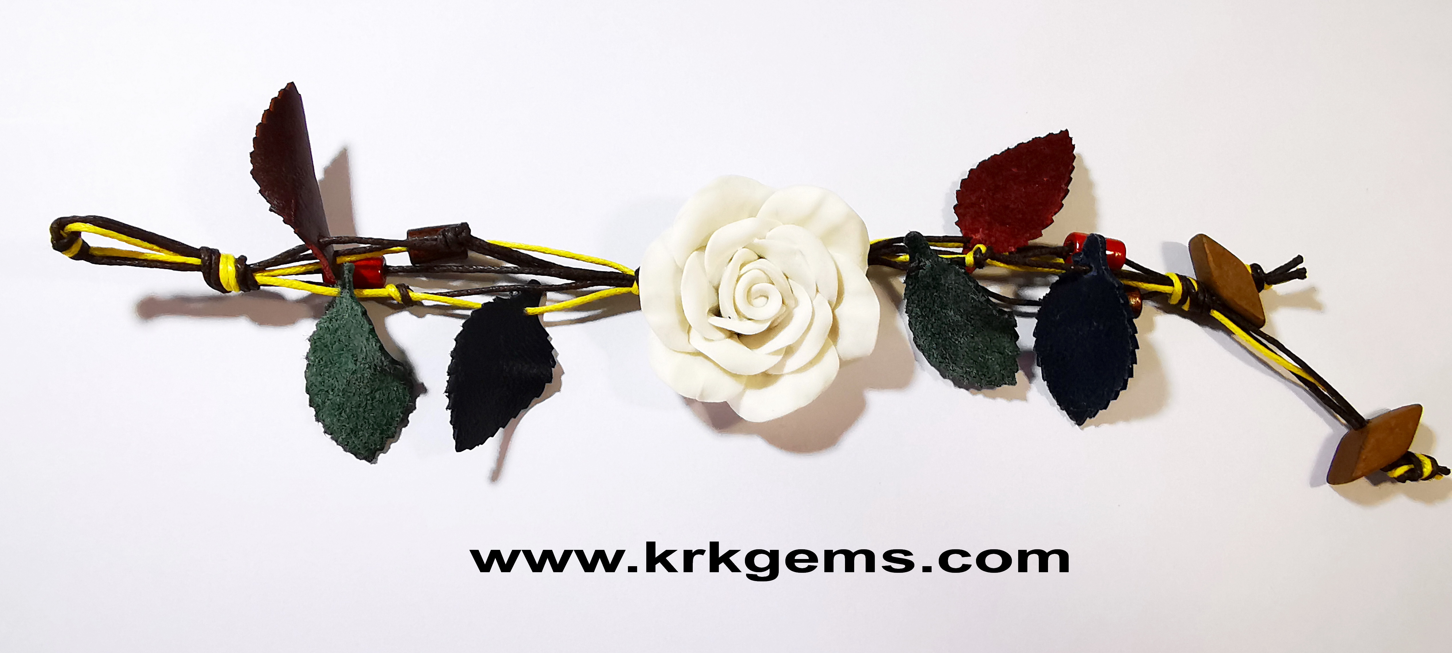 PURE WHITE ROSE HANDMADE CLAY BRACELET