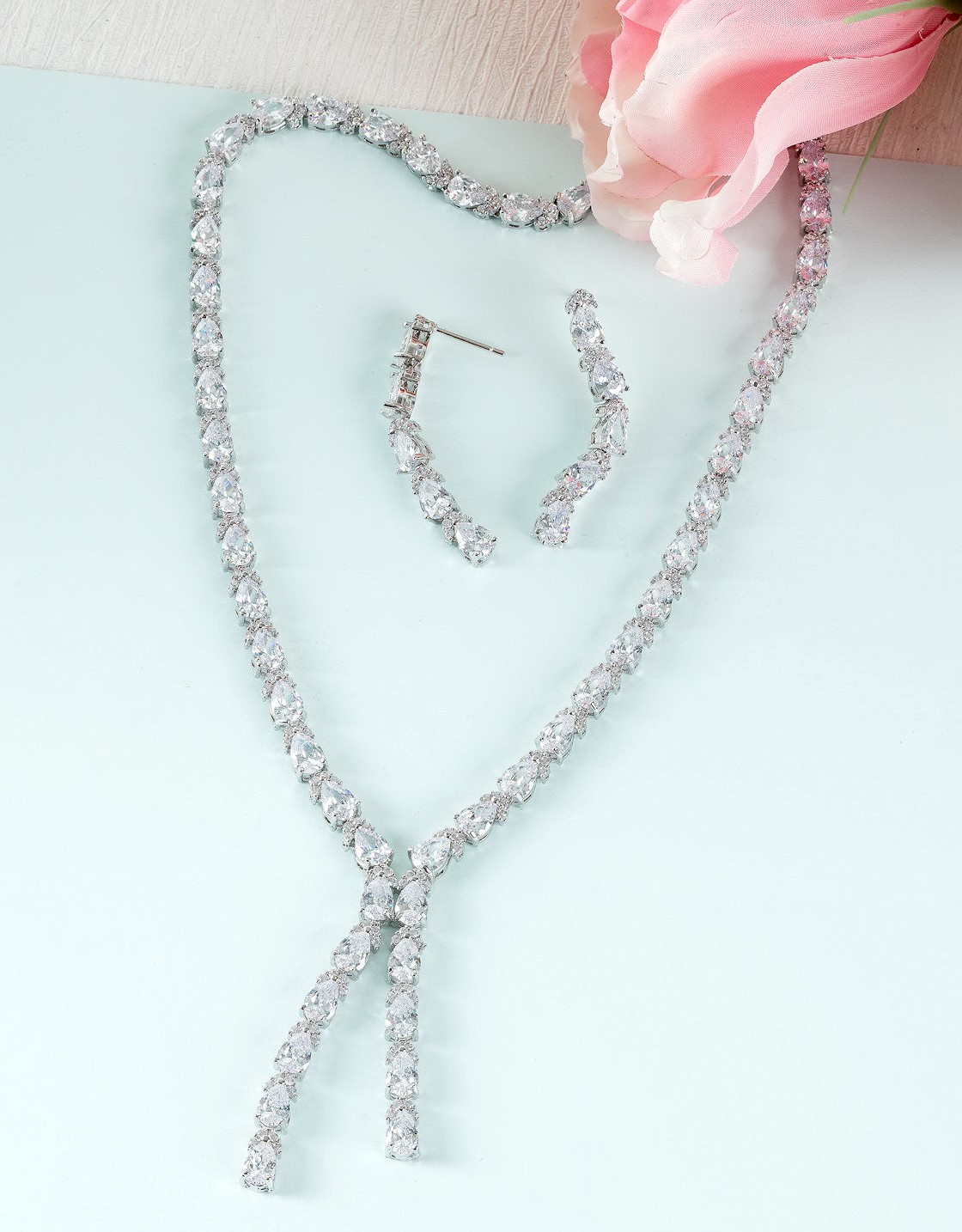 DIAMOND 18K WHITE GOLD NECKLACE EARRING สร้อยคอ ต่างหู เพชร ทอง 18K Pre-order