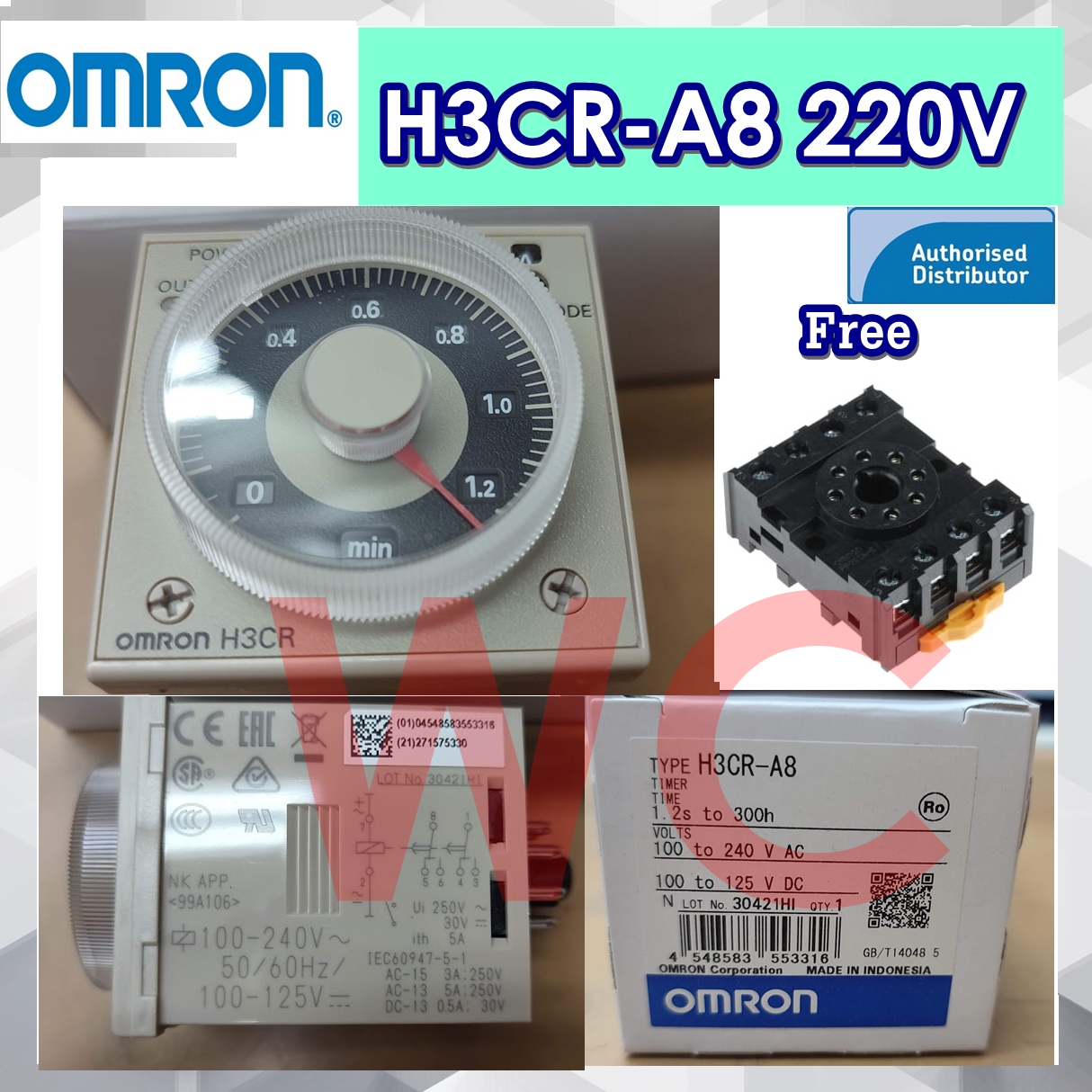 Omron ทามเมอร์ออมรอน ตั้งเวลา Model: H3CR-A8 1ตัว Timer Modules OMRON Timer H3CRA8 100-240V 1อัน