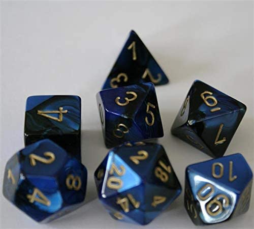 [ลูกเต๋า] Chessex: CHX 26435 7 Die Polyhedral Gemini Black Blue Gold