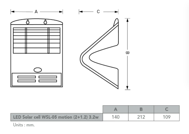โคมไฟผนังโซลาร์เซลล์ EVE LIGHTING รุ่น ( WSL-05 1.5W) ( WSL-16 3.2W ) LED Solar cell