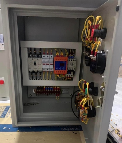 ตู้ควบคุมปั๊มน้ำ 1-3 Hp 3 เฟส 380v ใช้ลูกลอยไฟฟ้า มีเฟส ** ตู้เหล็กกันน้ำ**