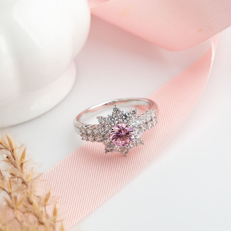 PINK SAPPHIRE DIAMOND 18K WHITE GOLD RING แหวน แซฟไฟร์สีชมพู เพชร ทอง 18K Pre-order