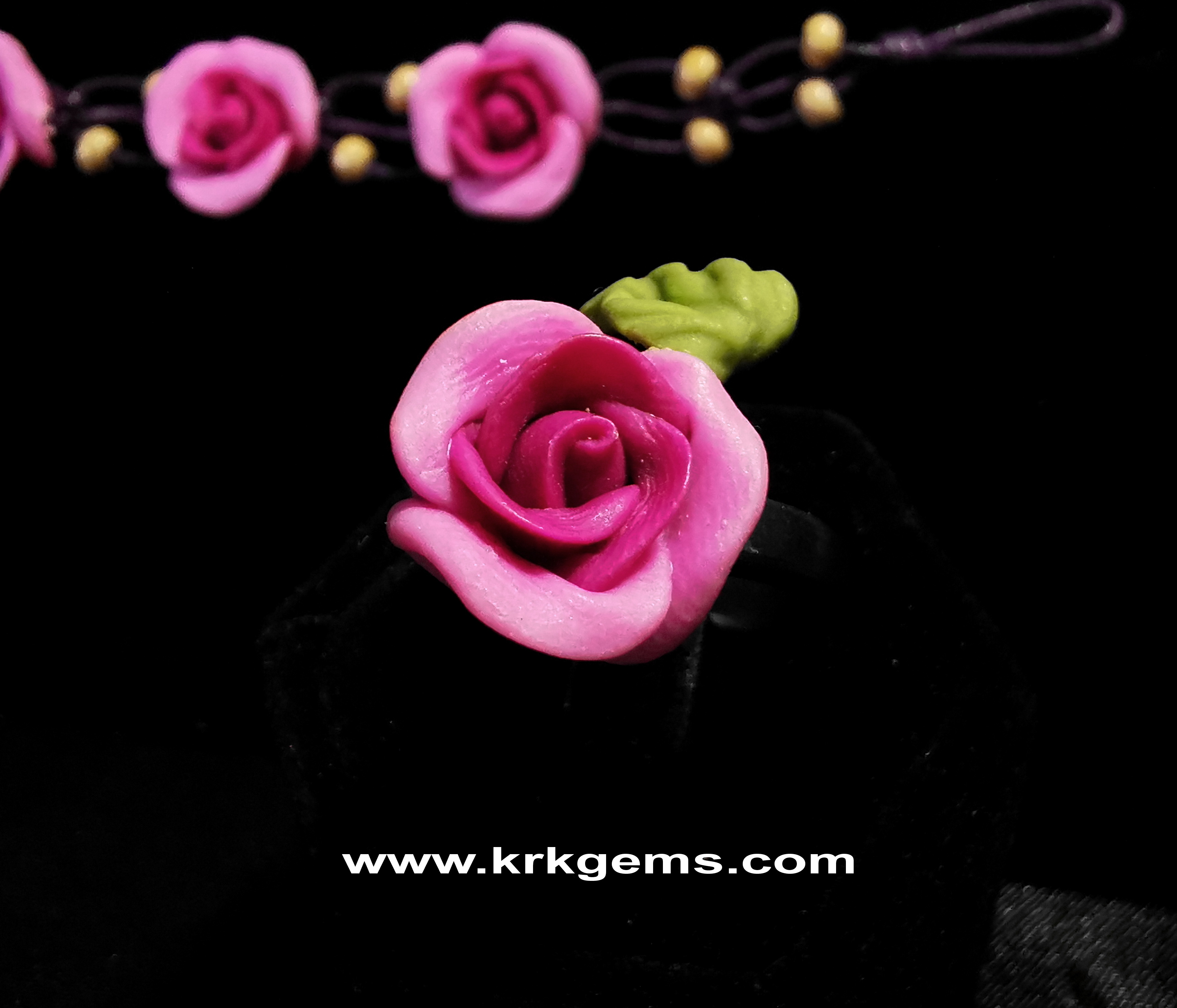 PURPLE ROSE HANDMADE CLAY RING