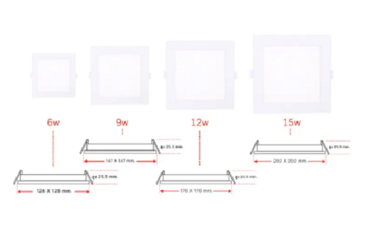 SHINING โคมไฟดาวไลท์ รุ่น โมเดิร์นสลิม หน้าเหลี่ยม ขนาด 12 วัตต์ แสงขาวและแสงส้ม ประหยัดไฟกว่า 90%