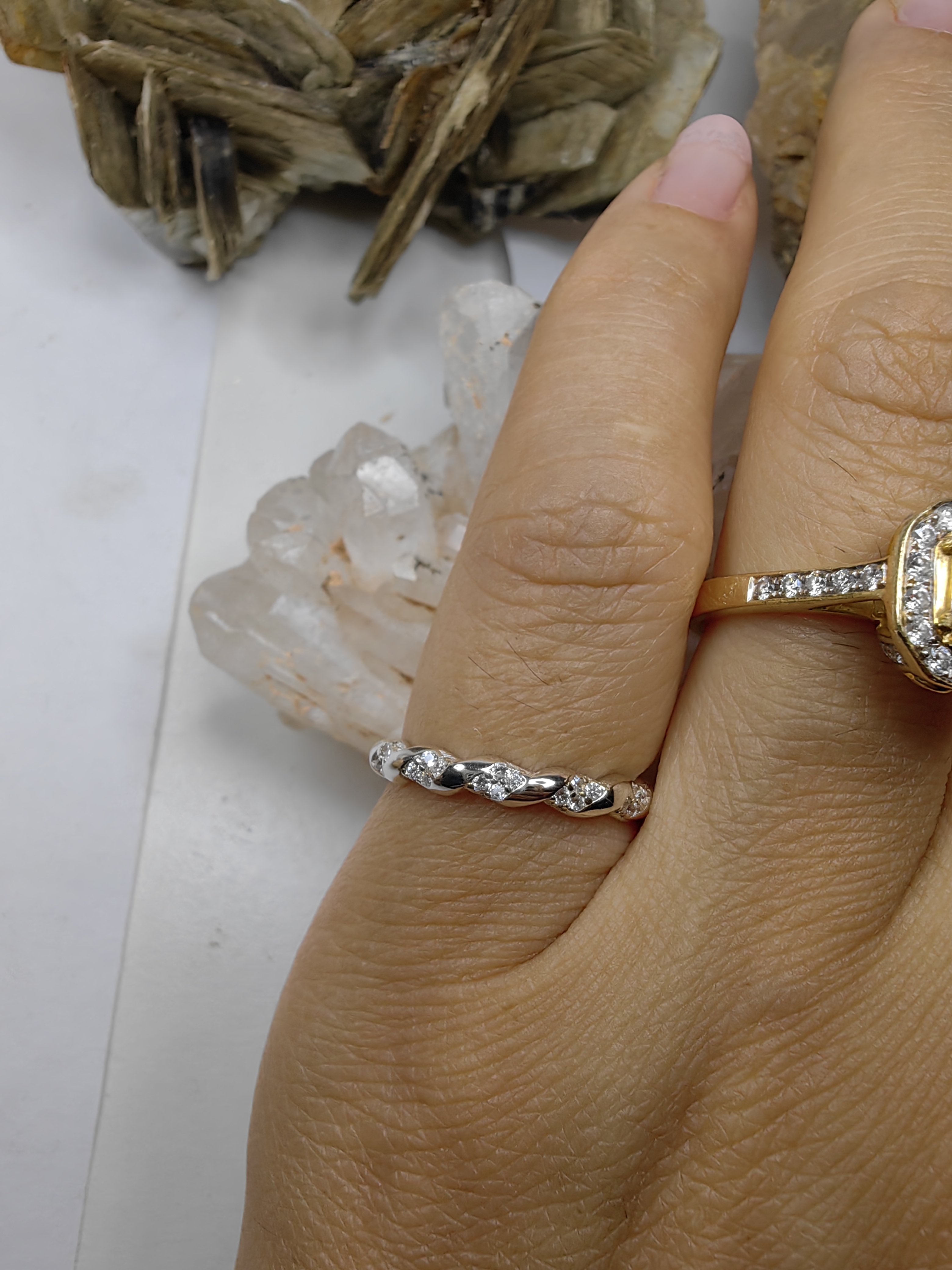 แหวนเพชร CZ เงินแท้ 92.5% Cubic Zirconia 925 Sterling Silver Ring Size 49