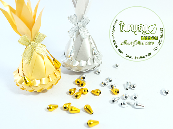 ลูกปัดหยดน้ำ เงิน-ทอง