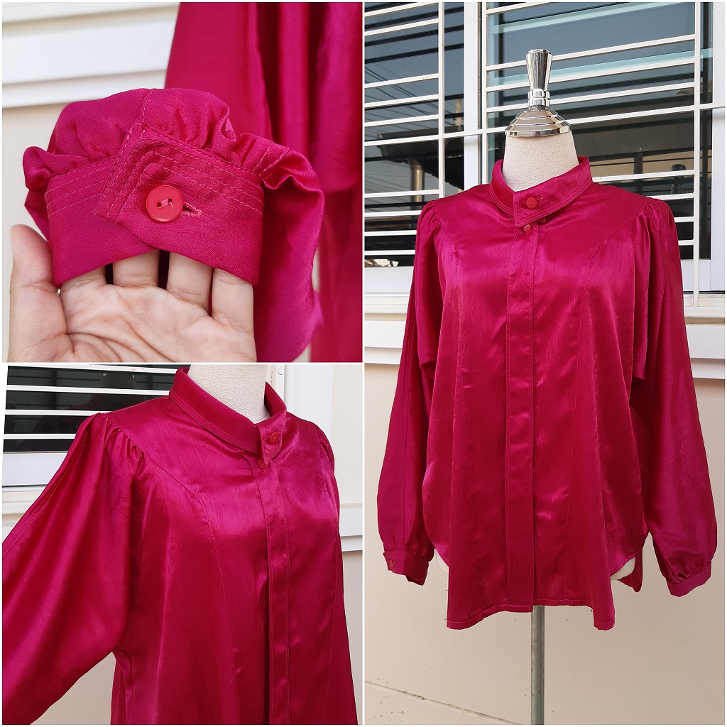 เสื้อวินเทจมือสองสีชมพูฉ่ำว้าว