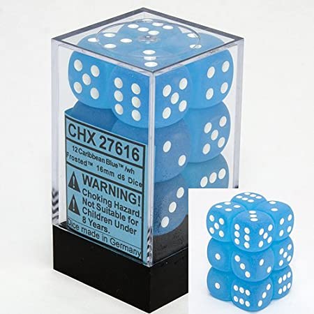 [ลูกเต๋า] Chessex: D6 16 mm caribbean blue/white