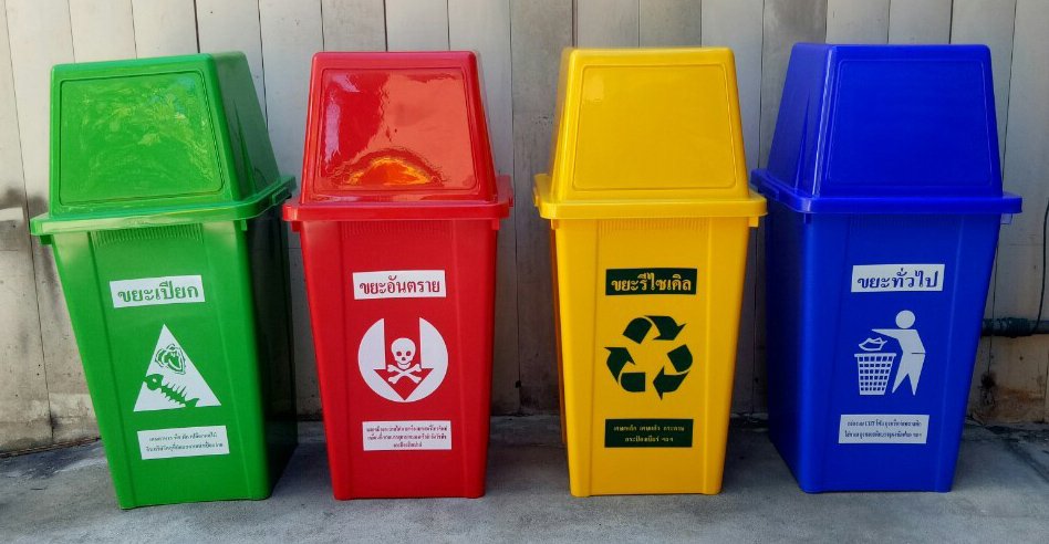 ถังขยะพลาสติกทรงเหลี่ยม 100 ลิตร ฝาทรงสี่เหลี่ยม