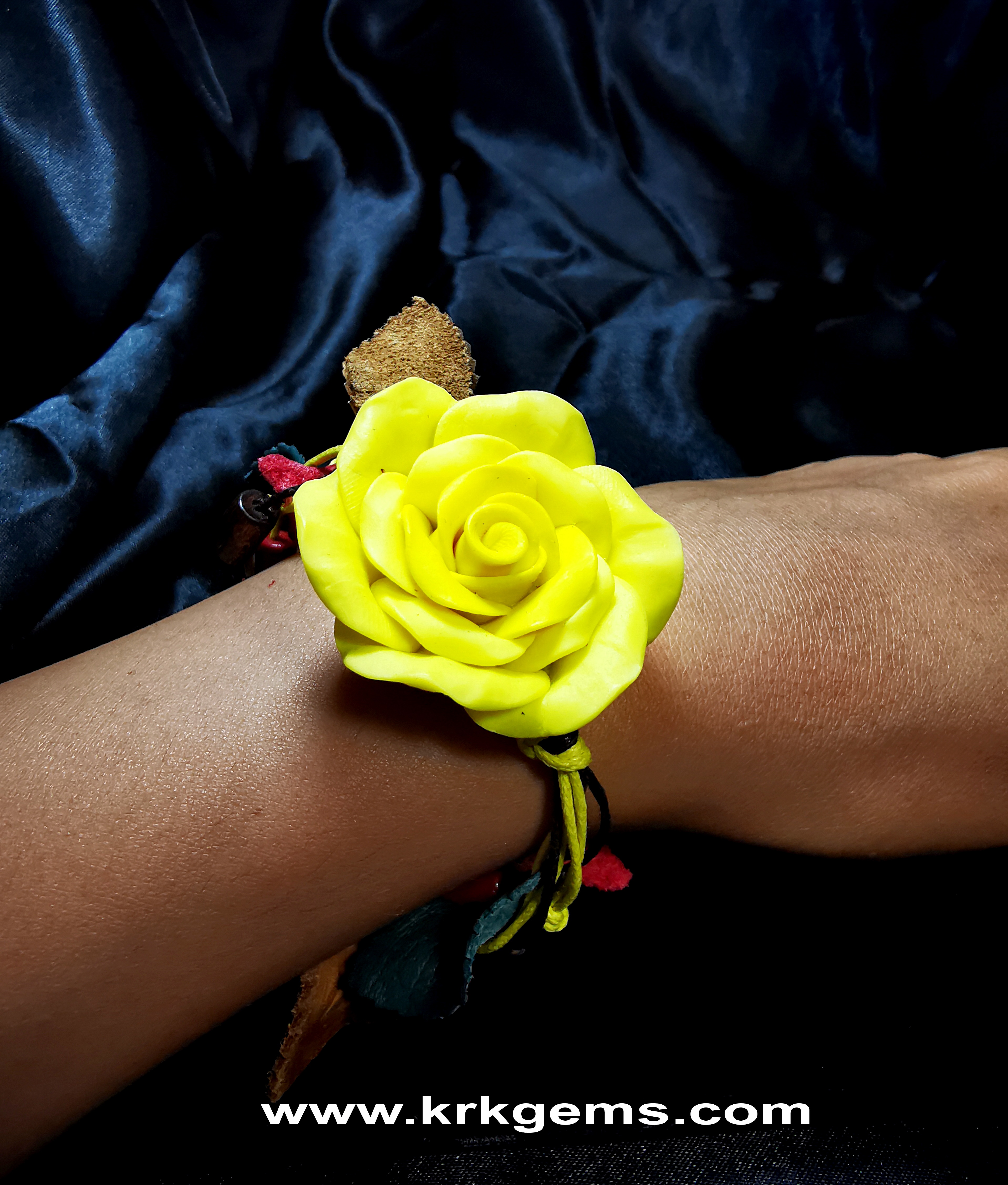 YELLOW ROSE HANDMADE CLAY BRACELET