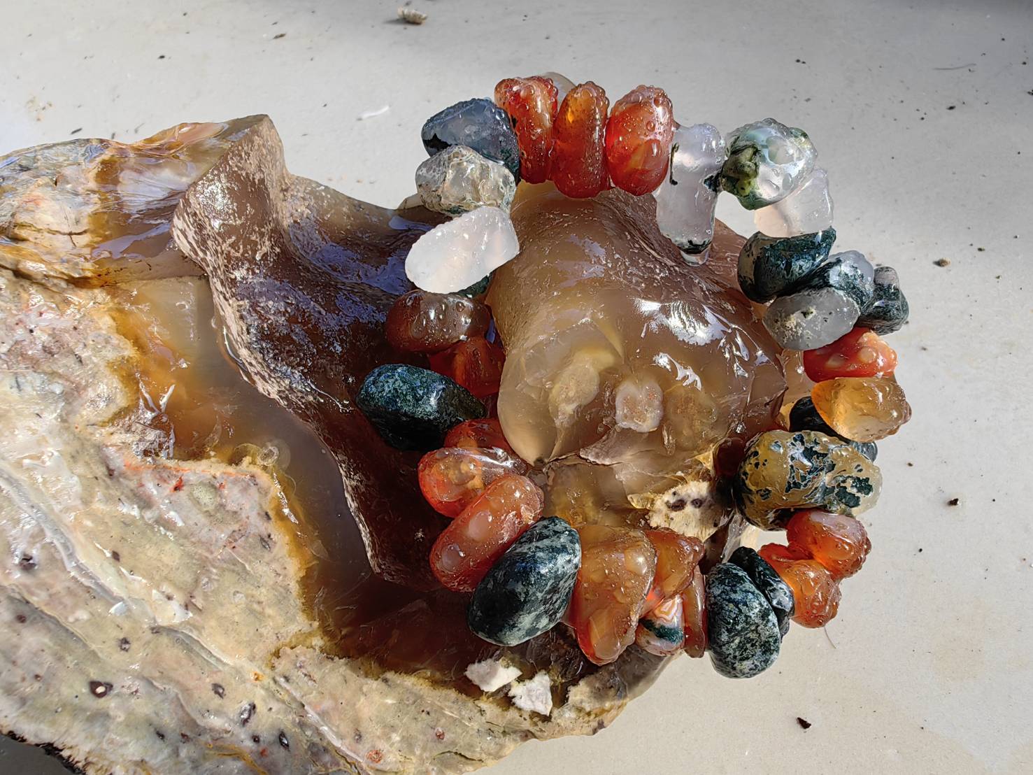 Carnelian Agate Bracelets สร้อยข้อมือคาร์เนเลียน อาเกต Size 17.5 cm. 320.50 ct