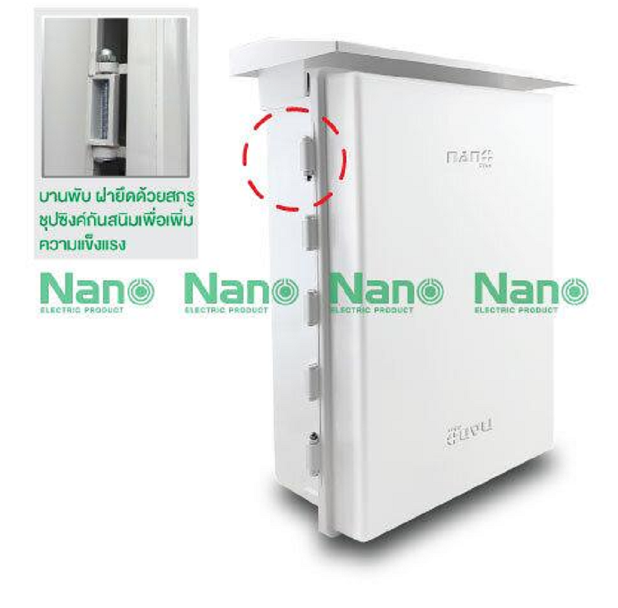 NANO ตู้พลาสติก เบอร์4 ยี่ห้อนาโน ตู้กันฝนสีขาว 15x21x8 นิ้ว รุ่น NANO-104W สำหรับใส่อุปกรณ์ไฟฟ้า