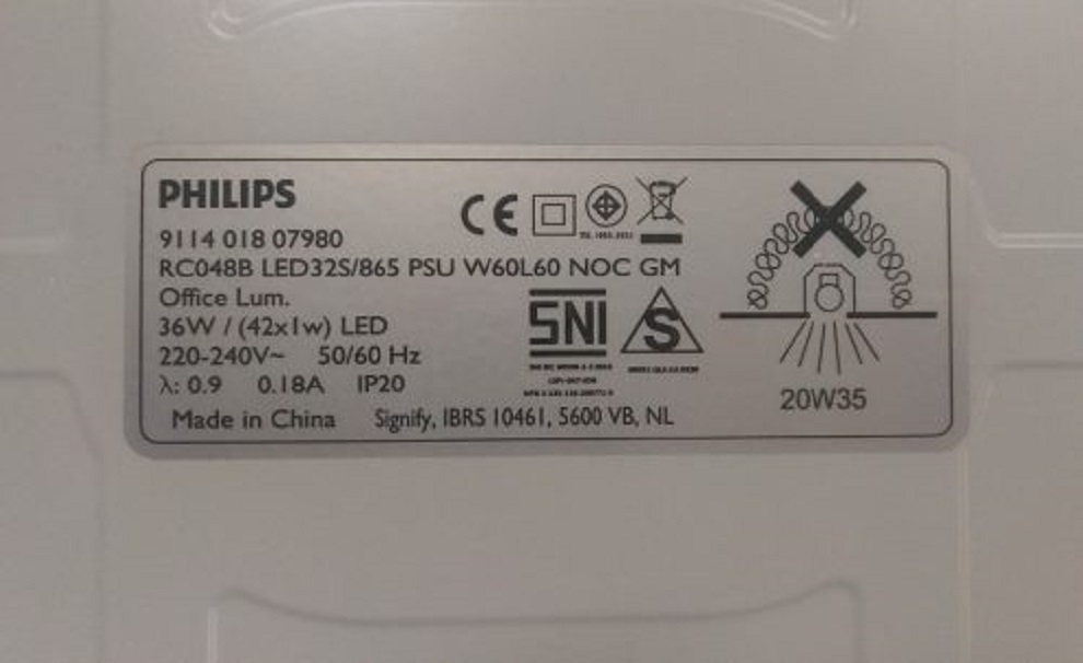 Philips โคมไฟ พาแนลฟิลิปส์ ติดเพดาน 36W RC048 LED32S 60X60 30X120 แสงขาว สมาร์ทไบร์ท SmartBright Direct LED Panel