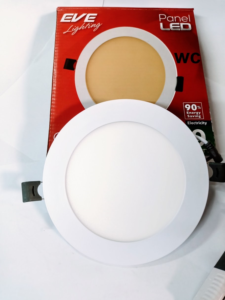 โคมดาวน์ไลท์หน้ากลม ฝั่งฝ้า LED 9W ขนาด 5นิ้ว Warm White แบรน์ EVE รุ่น TD Panel Light สีขาว สีส้ม