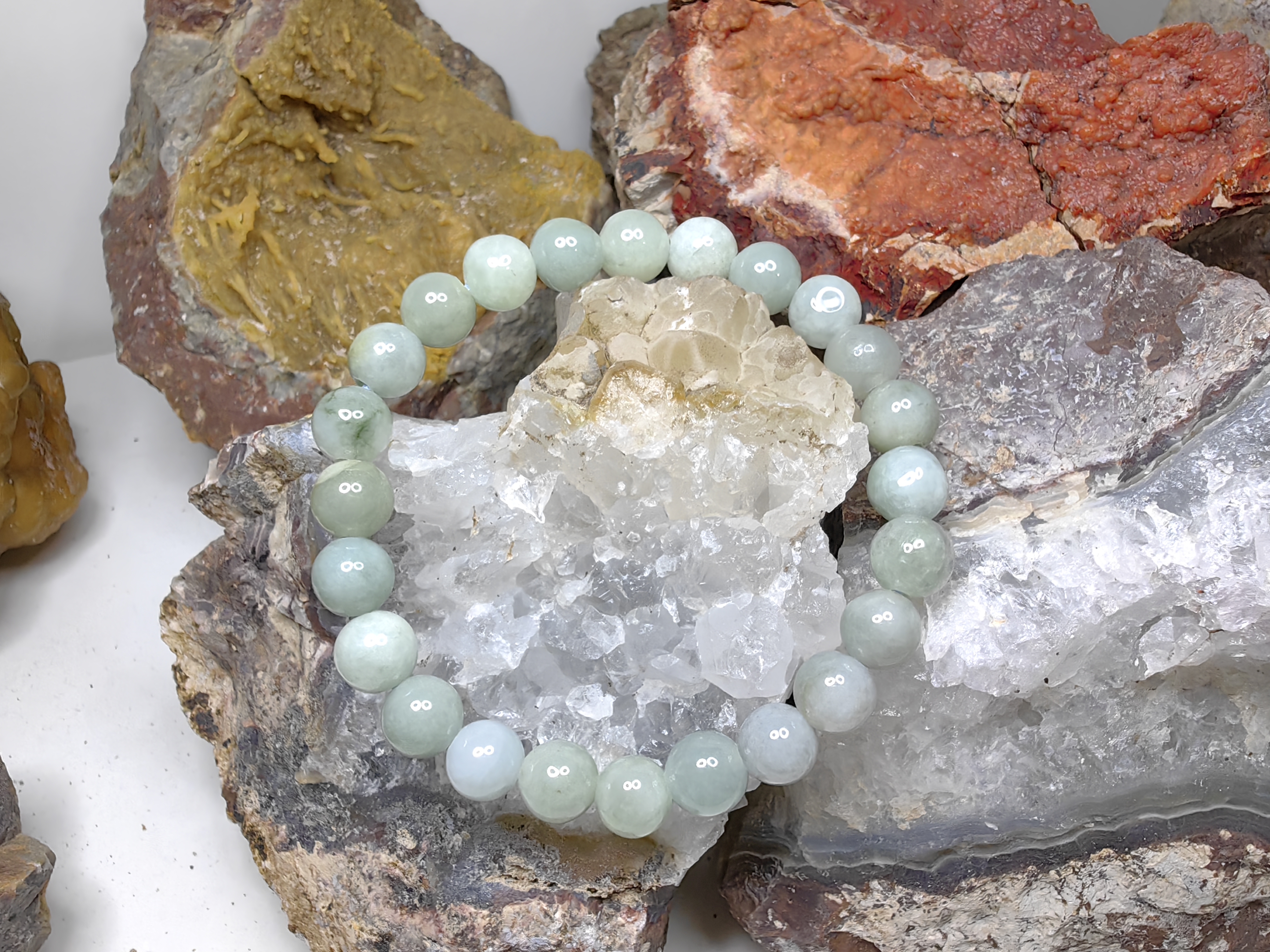 Burmese Jadeite Bracelets Round 8 mm. กำไลข้อมือหยกพม่า กลม 8 mm. Free Size