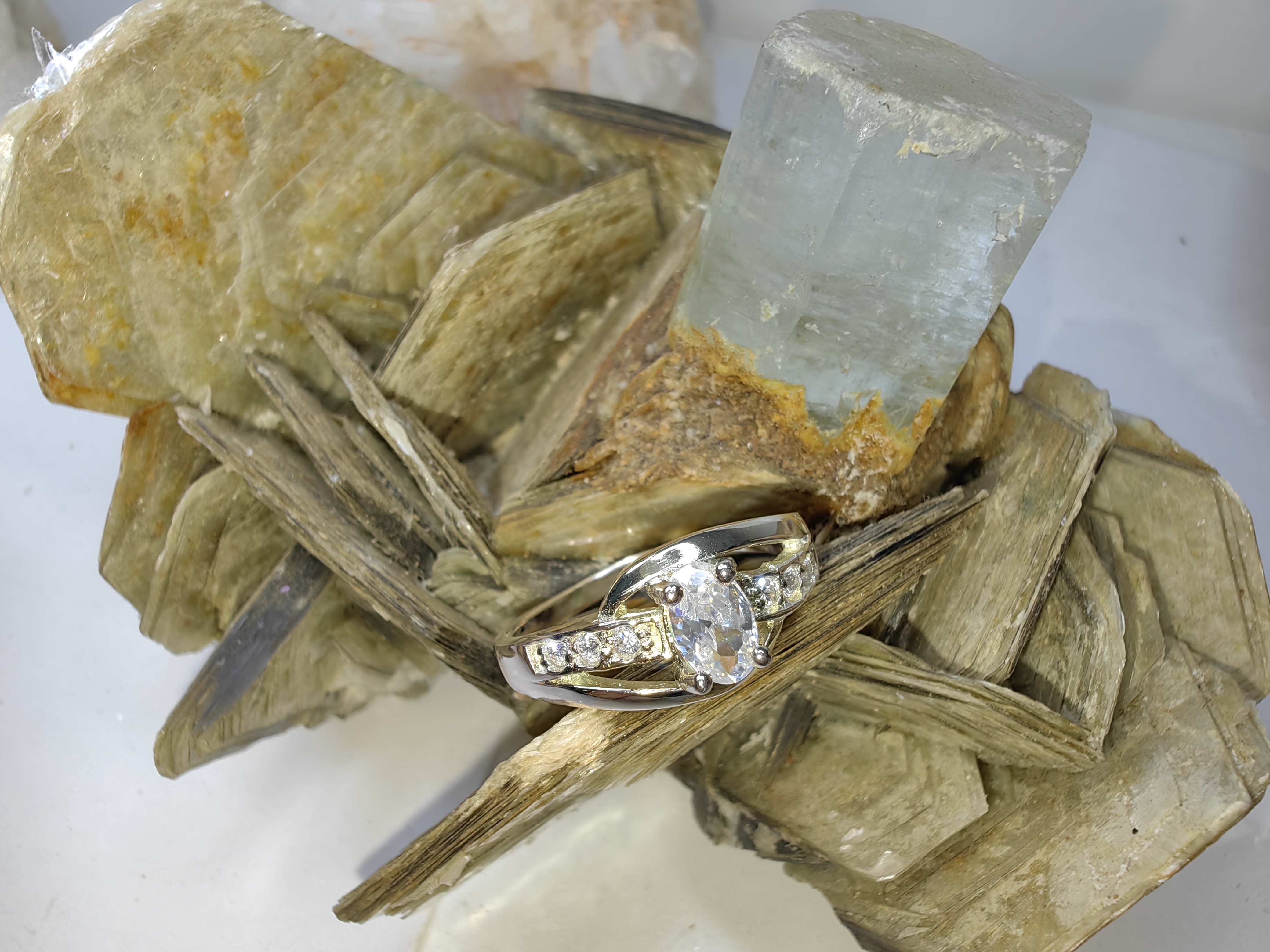 แหวนเพชร CZ เงินแท้ 92.5% Cubic Zirconia 925 Sterling Silver Ring Size 52, 55