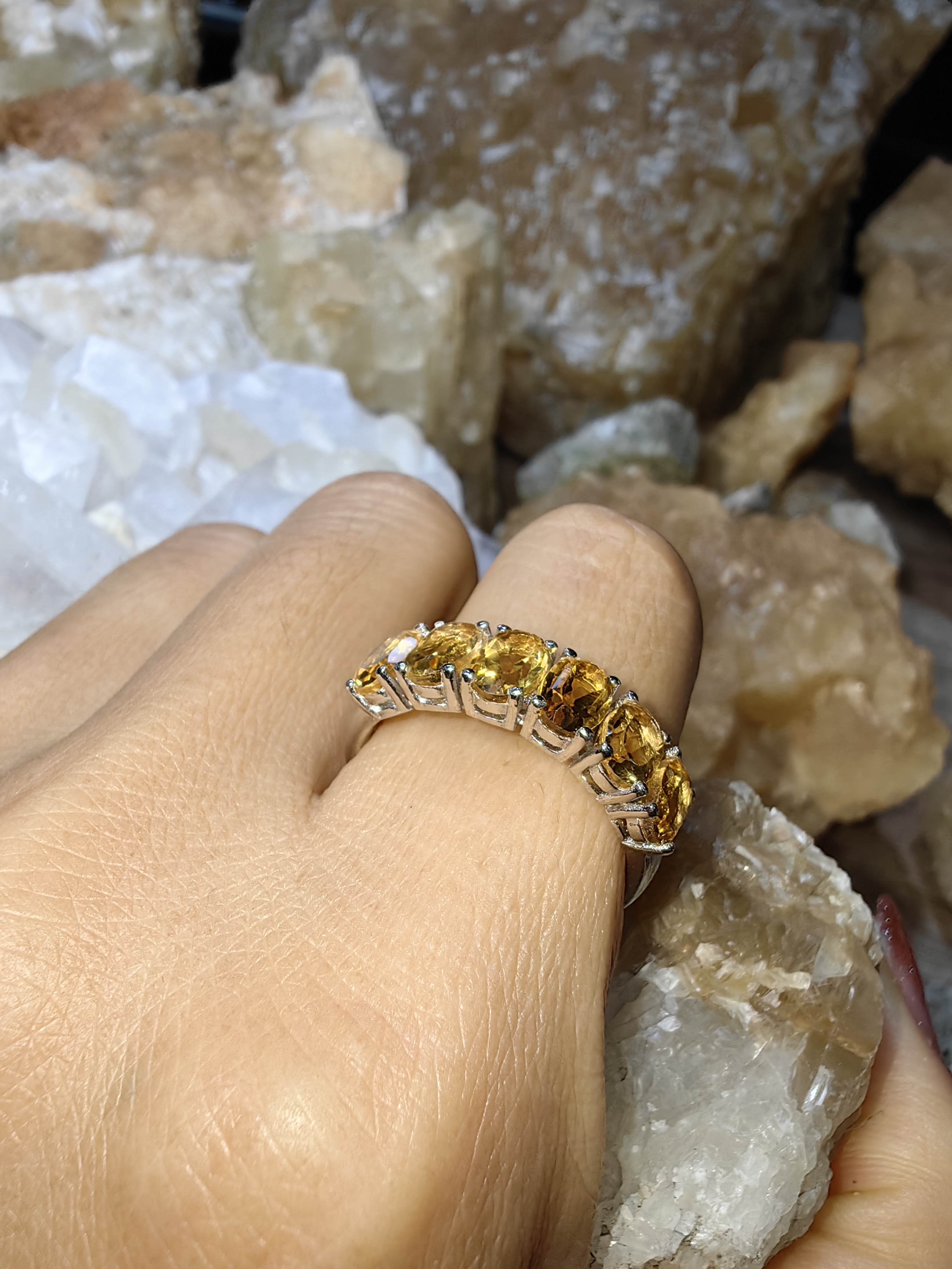 Citrine 925 Sterling Silver แหวนซิทริน Size 57 เงินแท้ 925