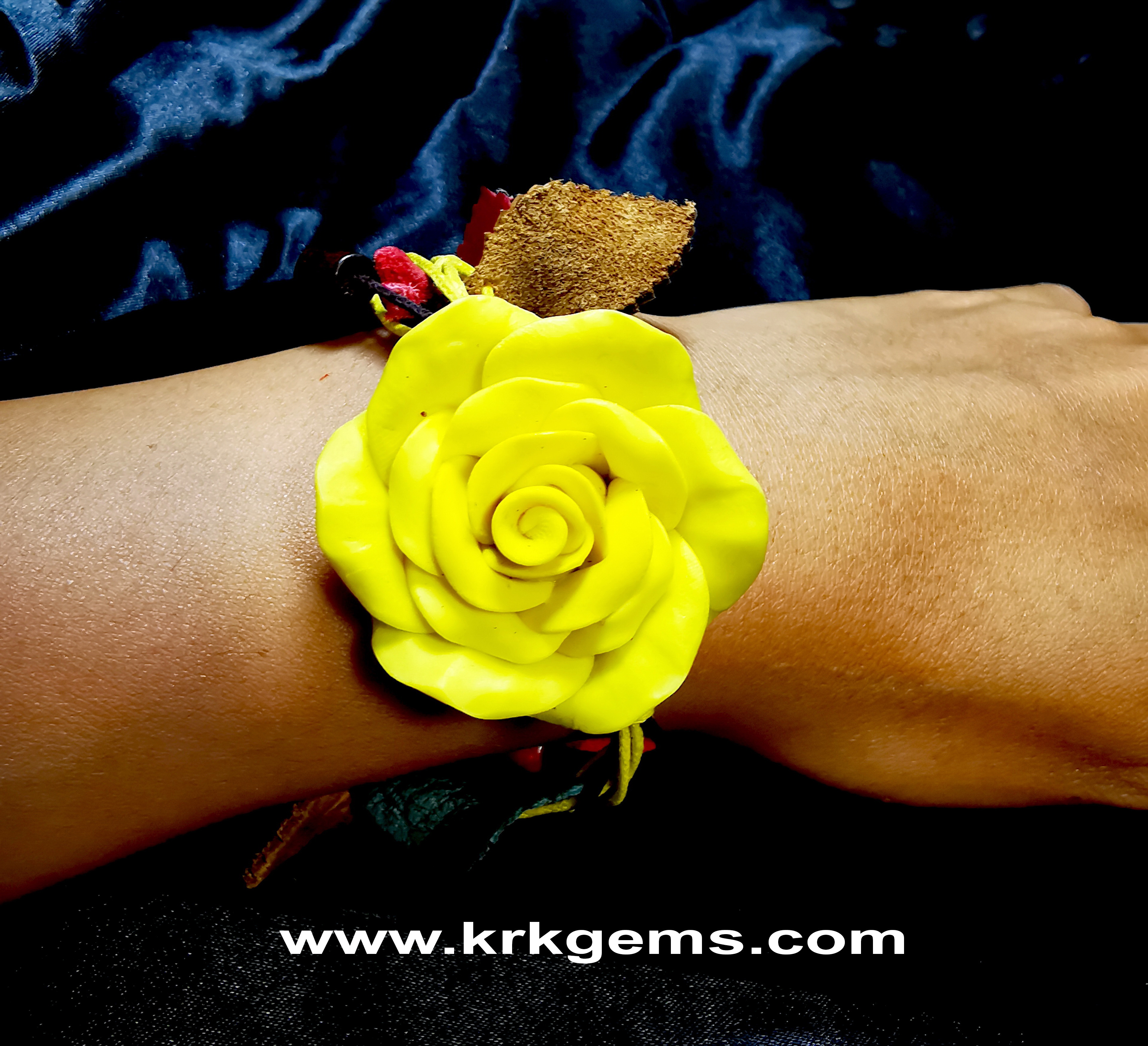 YELLOW ROSE HANDMADE CLAY BRACELET