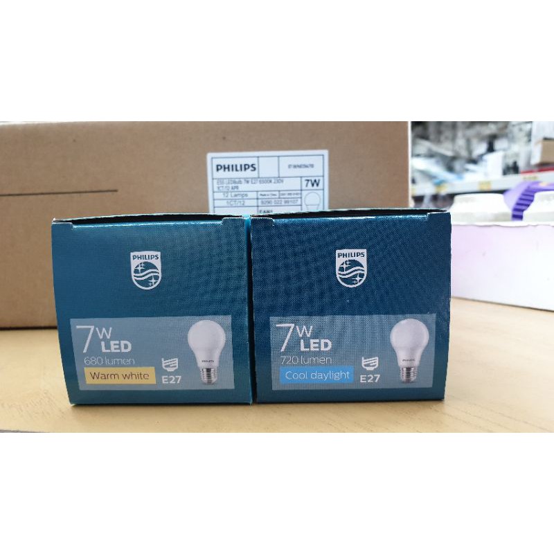 Philips หลอดไฟ แอลอีดี ฟิลลิป์ Essential LED Bulb 7W E27 แสงขาว แสงส้ม A1