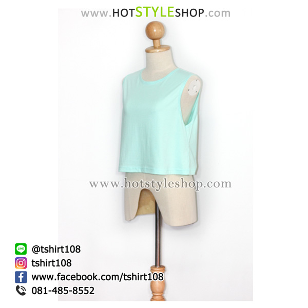 เสื้อครอปแขนกุด เสื้อแขนกุดเอวลอย
