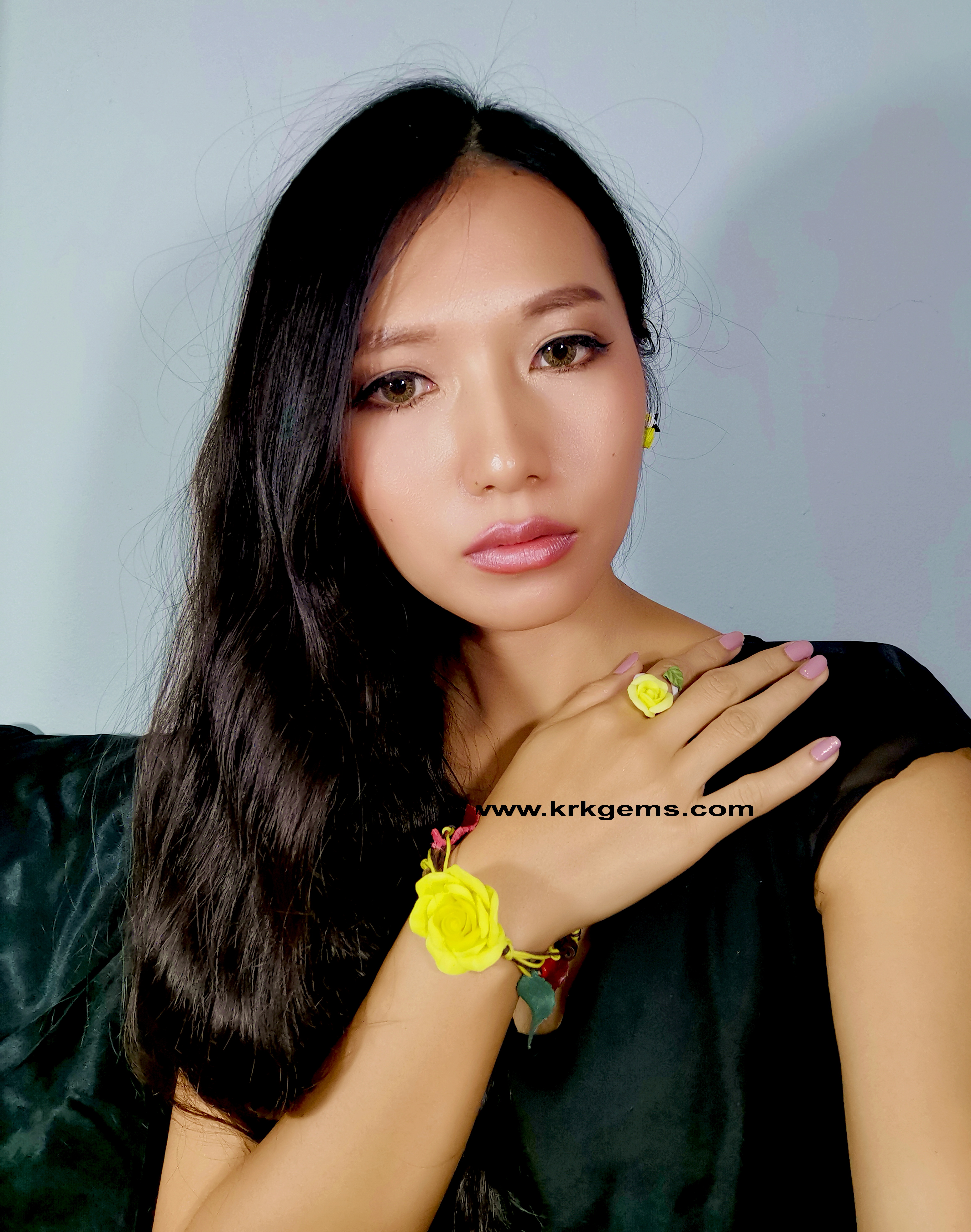 YELLOW ROSE HANDMADE CLAY BRACELET