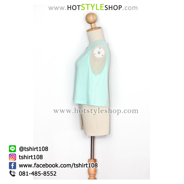 เสื้อครอปแขนกุด เสื้อแขนกุดเอวลอย