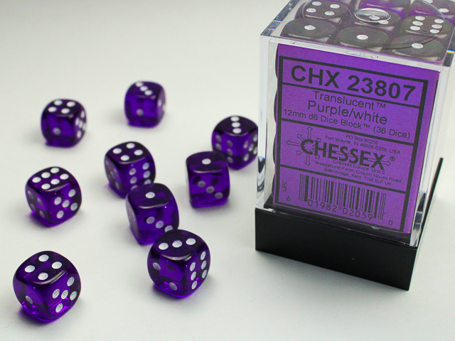 [ลูกเต๋า] D6 16mm 12Purple Trans.