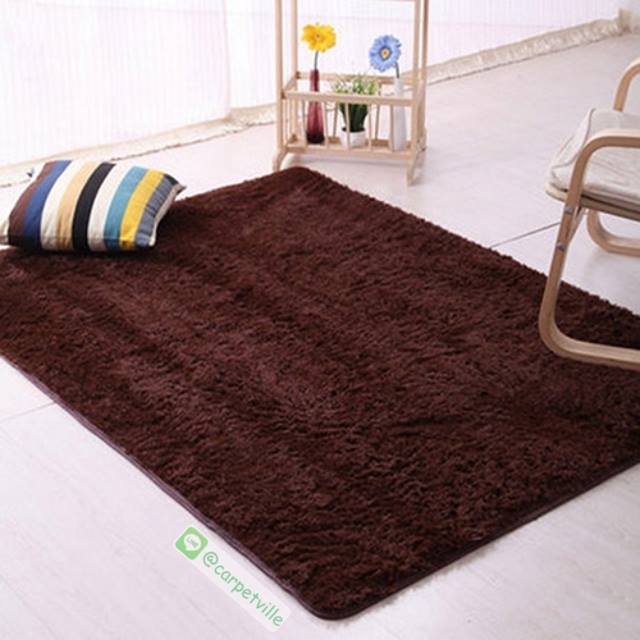 พรมขนสั้น Super Soft สีน้ำตาลเข้ม