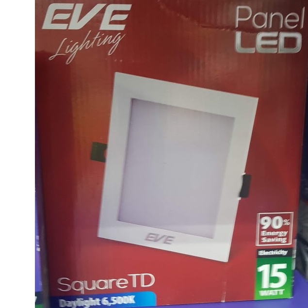 โคมไฟฝั่งฝ้า สี่เหลี่ยม LED EVE 7นิ้ว 15W ดาวไลท์หน้าเหลี่ยม ขอบขาว ทรงสี่เหลี่ยม 15 วัตต์ แสงขาว แสงส้ม