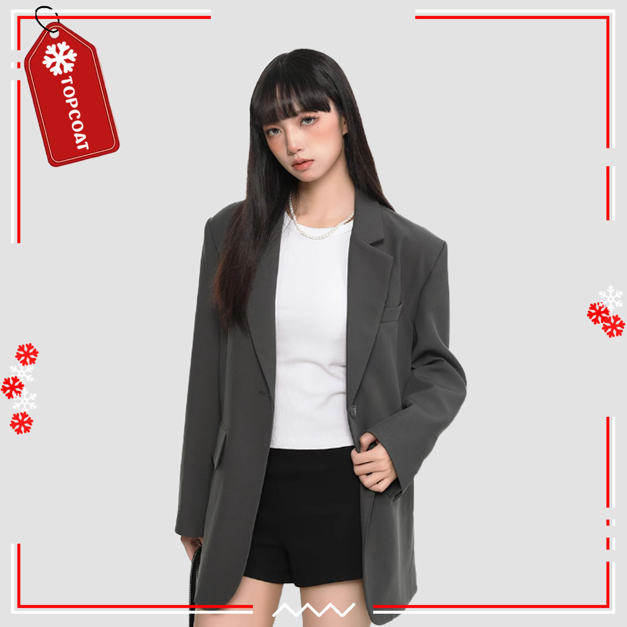 เสื้อสูททรงบอย (Classic) ใส่ทำงานได้ทั้งผู้หญิงและผู้ชาย ซับในทั้งตัว สีดำ สีเทา