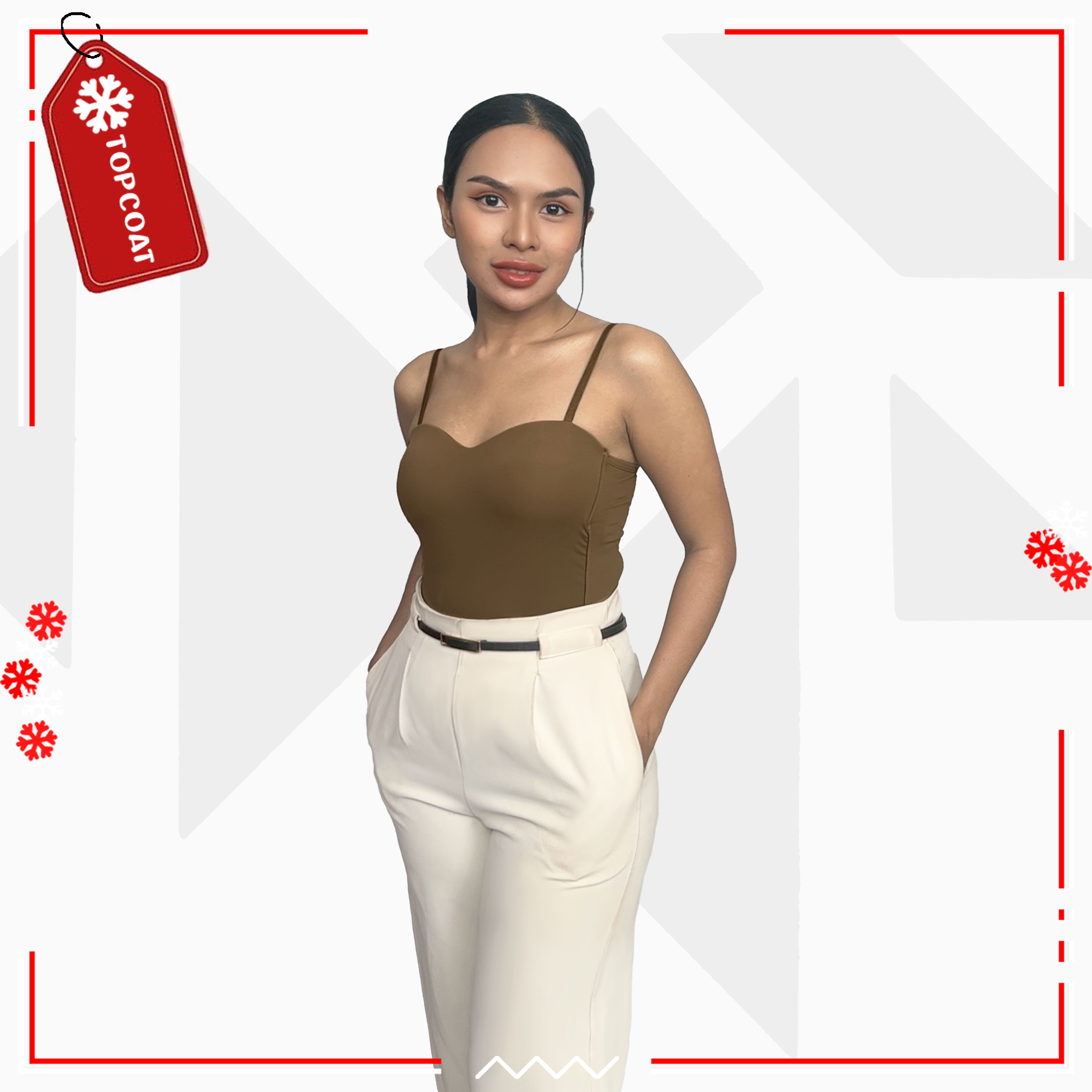 เสื้อกล้ามเกาะอกสายเดี่ยว ผ้านิ่ม ยืดหยุ่นสูง มีแผ่นรองหน้าอก