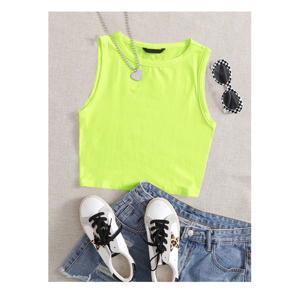 เสื้อครอปแขนกุดสีนีออน