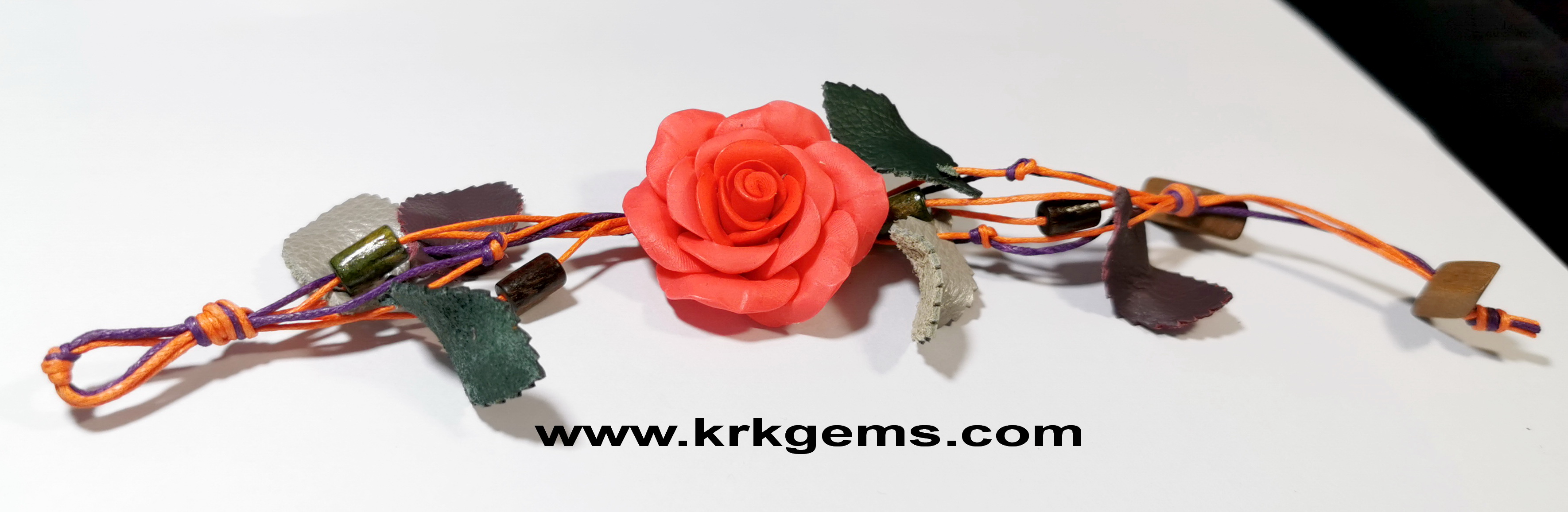 ORANGE 1ROSE HANDMADE CLAY BRACELET