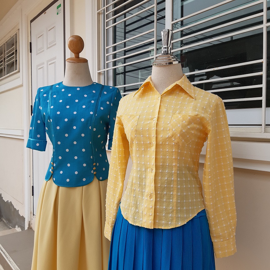 เสื้อเชิ้ตวินเทจสีเหลืองพาสเทล