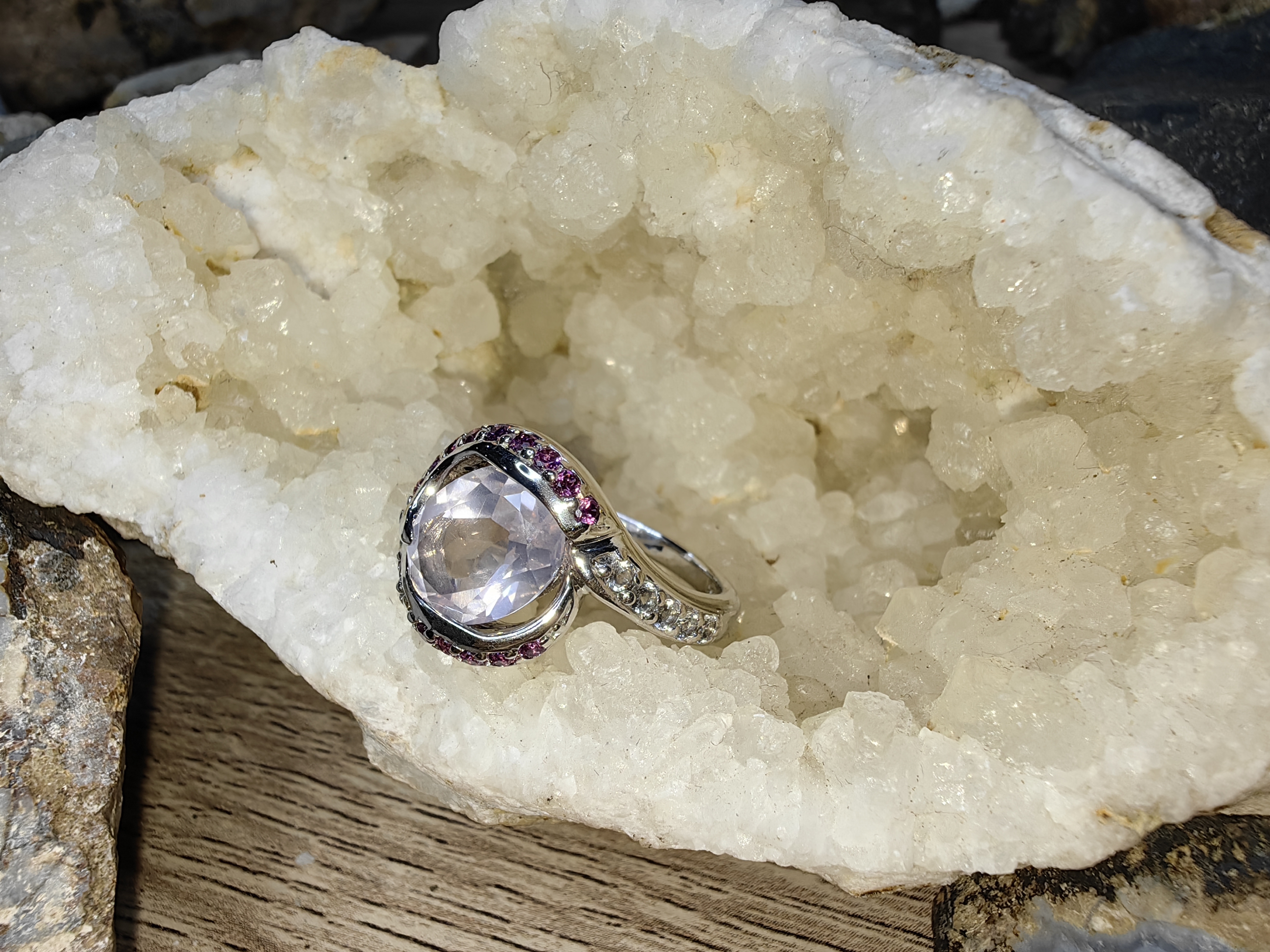 ROSE QUARTZ RUBELLITE RING