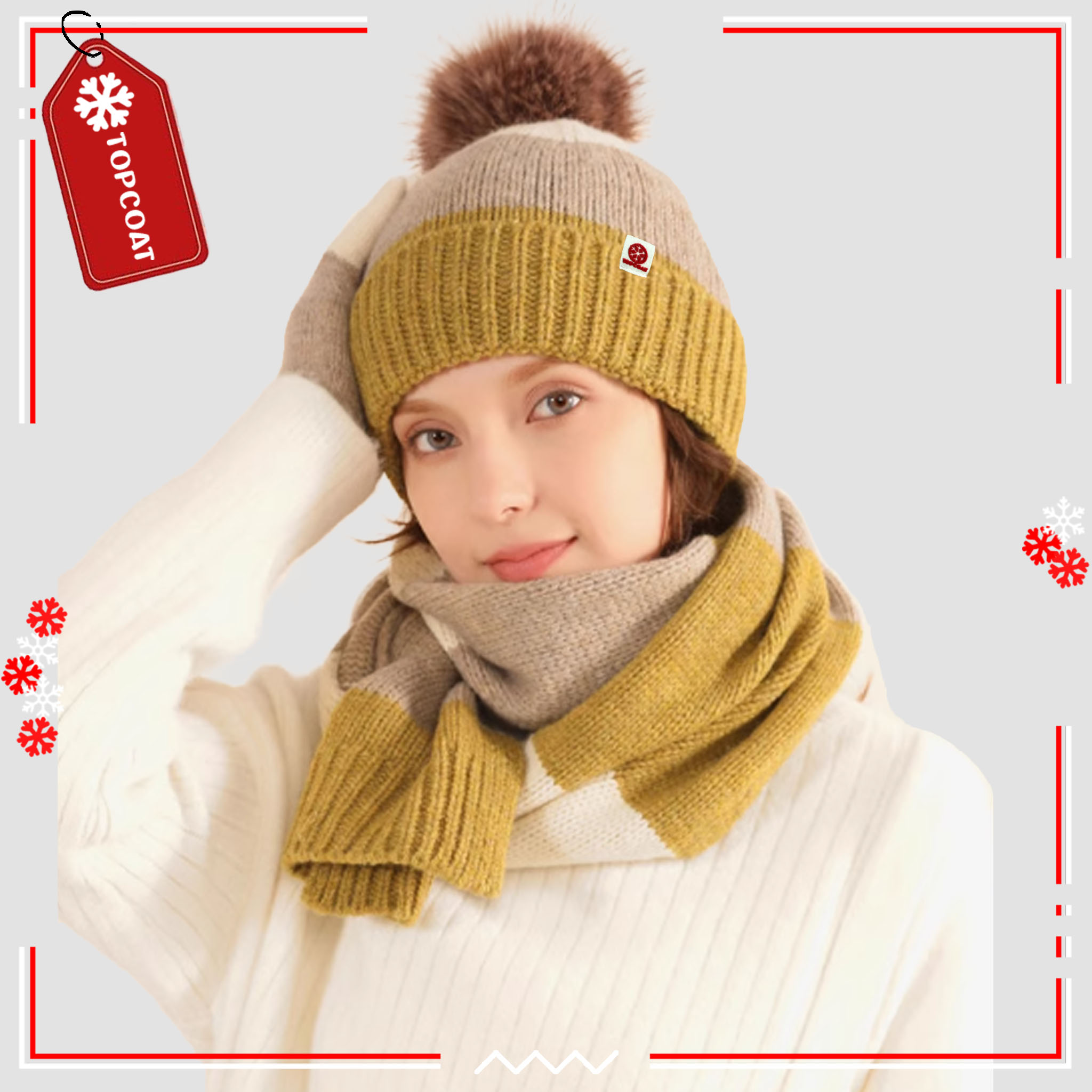 เซ็ทหมวก ถุงมือ ผ้าพันคอกันหนาว บุขนหนานุ่ม รักษาอุณหภูมิได้ดี