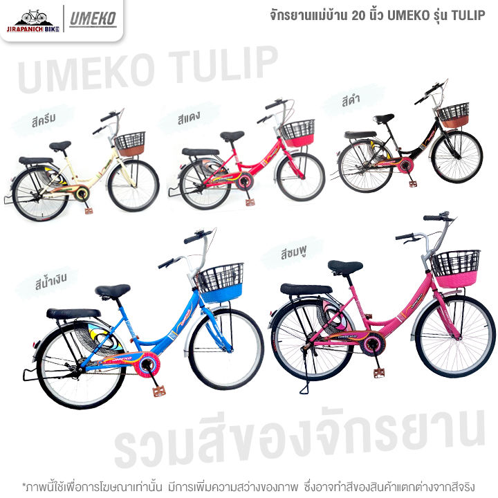 จักรยานแม่บ้าน 20 นิ้ว UMEKO รุ่น TULIP (เฟรมเหล็ก, ดรัมเบรกหลัง)