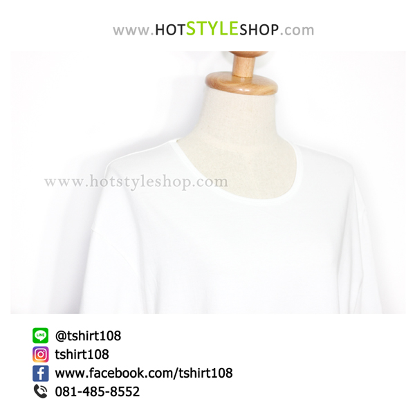 เสื้อยืดโอเวอร์ไซส์ครอปคอกลม