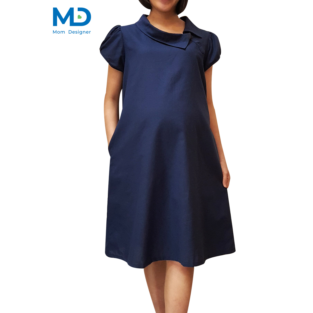 002NV ชุดคลุมท้องปกตลบ สีกรมท่า