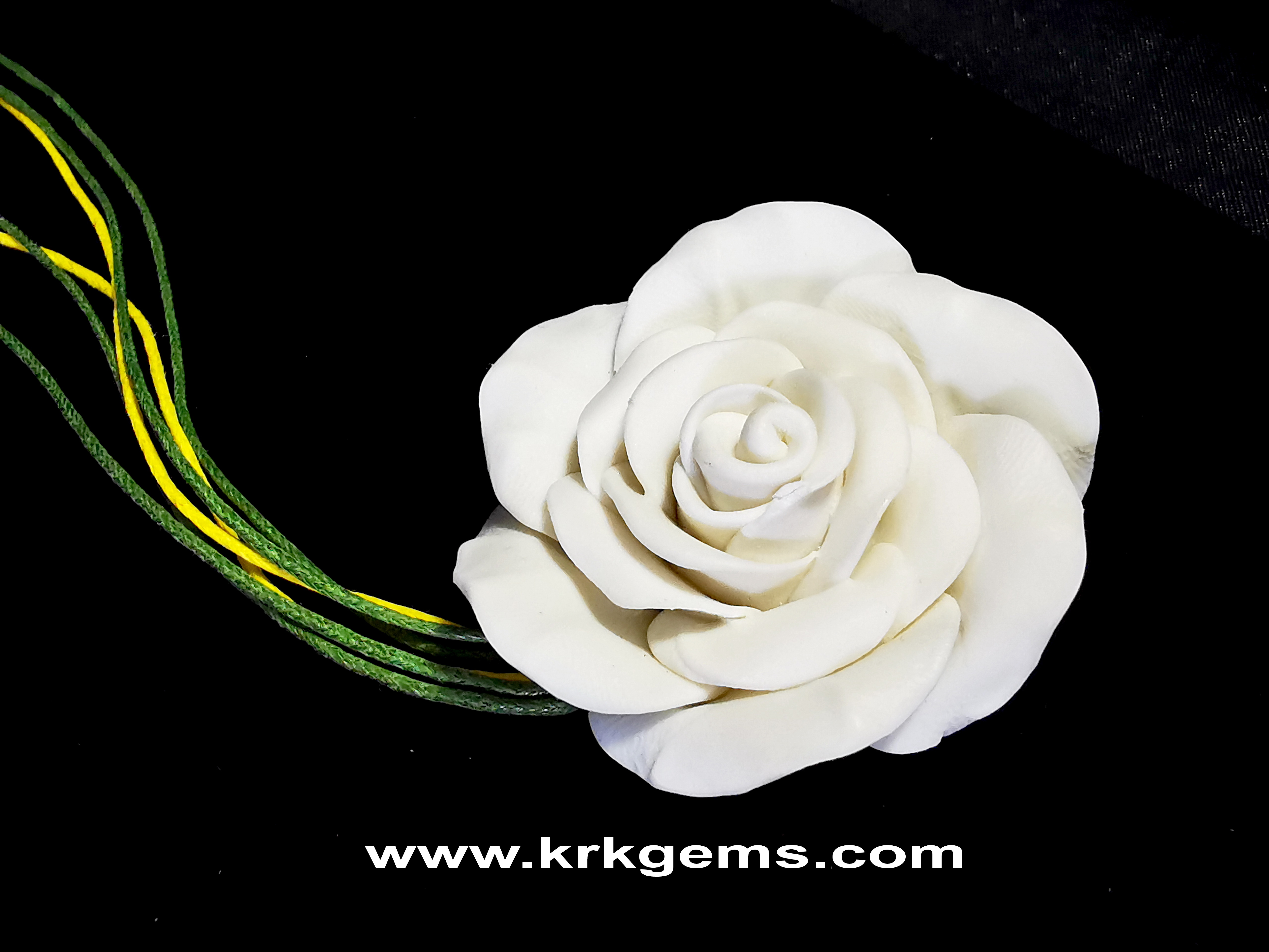 PURE WHITE ROSE HANDMADE CLAY NECKLACE