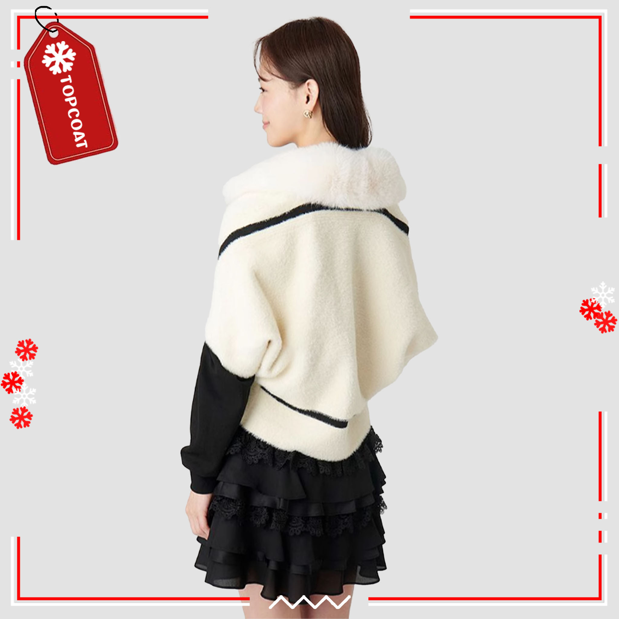 แจ็คเก็ตปกเฟอร์หนานุ่มสามารถถอดได้ กระดุมหน้า 4 เม็ด ยืดหยุ่นได้ดี Freesize