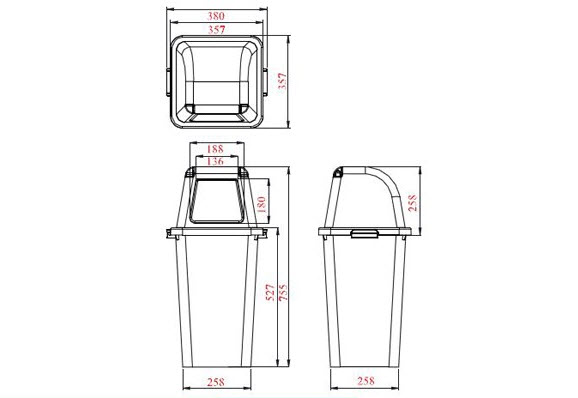 ถังขยะแยกประเภท พลาสติกใส ฝาสี 40 ลิตร