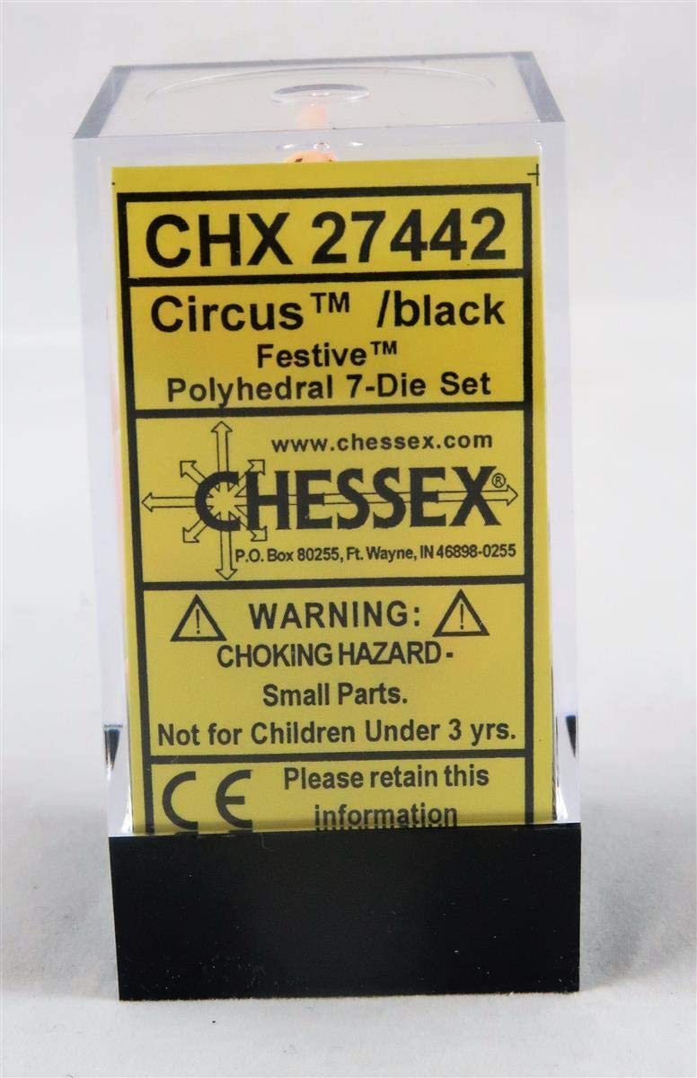 [ลูกเต๋า] Chessex: CHX 27442 7 Die Polyhedral Festive Circus Black