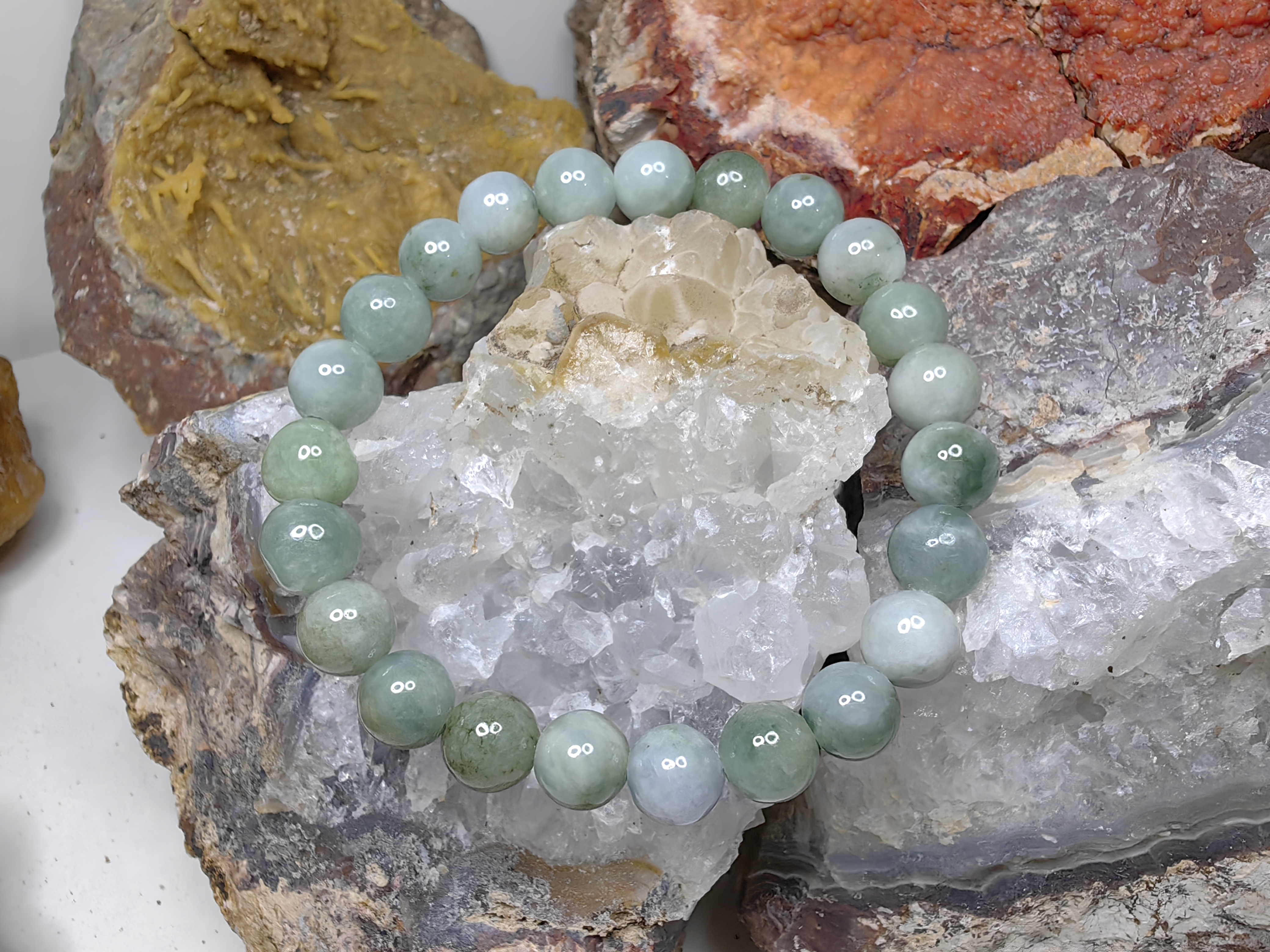 Burmese Jadeite Bracelets Round 8 mm. กำไลข้อมือหยกพม่า กลม 8 mm. Free Size