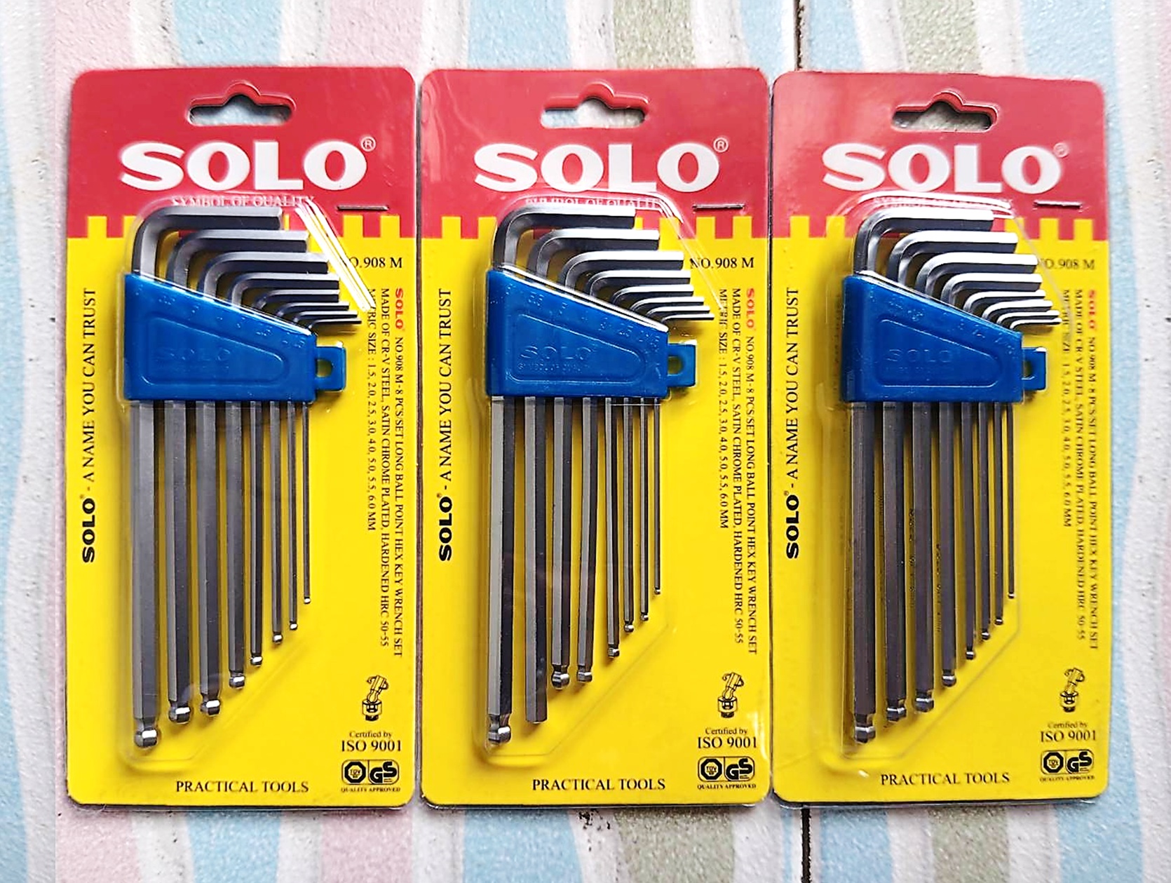 SOLO No.908M ประแจหกเหลี่ยม หัวบอล 8ตัว/ชุด ราคาส่งถูกมาก