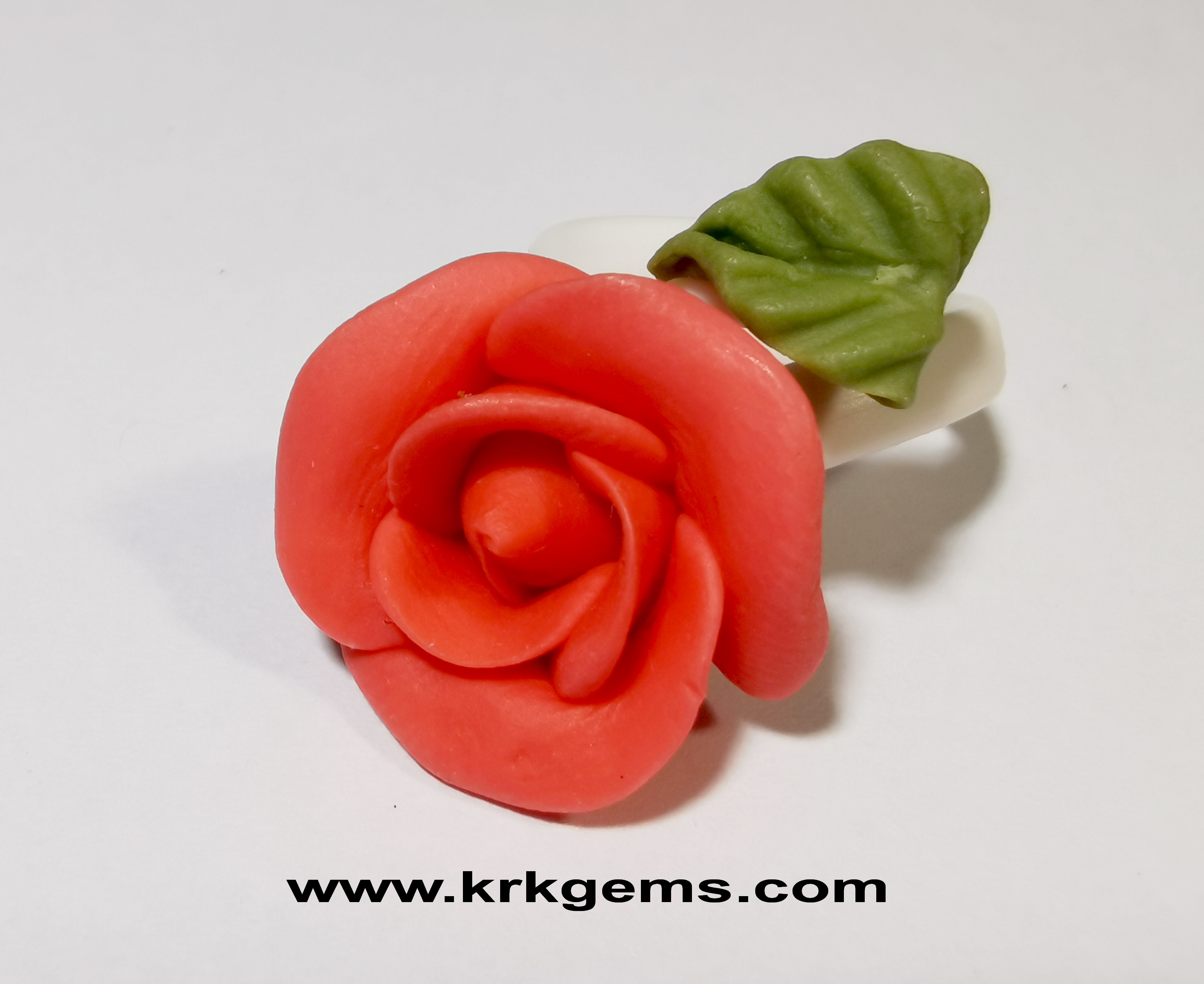 SMALL ORANGE ROSE HANDMADE CLAY RING