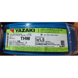 สายไฟ THW Yazaki รุ่น 1X1.5 THW ขนาดสายไฟ1.5 YAZAKI ราคาร่วมภาษี ไทยยาซากิ เลือกสีสินค้าได้เลยครับ