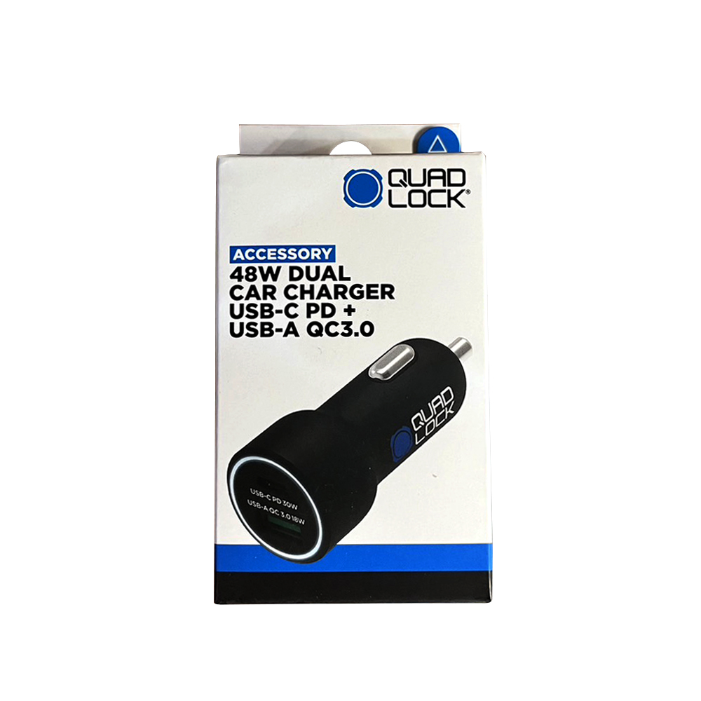 QUAD LOCK 48W Dual Car Charger USB-C PD+ USB-A QC3.0